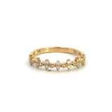 14K Yellow Gold Floral Diamond Band Ring