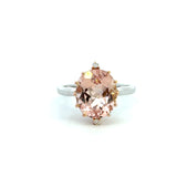 14K White Rose Gold Morganite & Diamond Ring