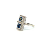 14K White Gold Sapphire & Diamond Double Square Ring