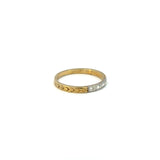 14K Yellow & White Gold Engraved Diamond Band