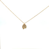14K Yellow Gold Diamond Leaf Pendant Necklace