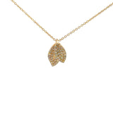14K Yellow Gold Diamond Leaf Pendant Necklace