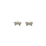 14K White Gold Diamond Bow Earrings
