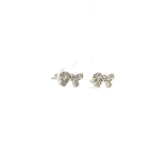 14K White Gold Diamond Bow Earrings