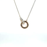 Two-Tone Circle & Cable Pendant Necklace