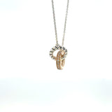 Two-Tone Circle & Cable Pendant Necklace