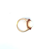 14K Yellow Gold Opal & Garnet Halo Ring