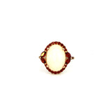 14K Yellow Gold Opal & Garnet Halo Ring