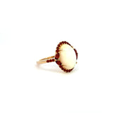 14K Yellow Gold Opal & Garnet Halo Ring