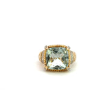 14K Yellow Gold Green Amethyst Ring