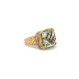 14K Yellow Gold Green Amethyst Ring