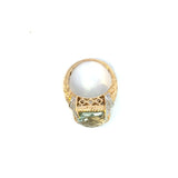 14K Yellow Gold Green Amethyst Ring