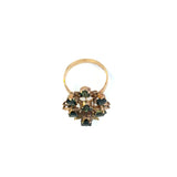 14K Yellow Gold Green Sapphire Cluster Ring