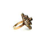 14K Yellow Gold Green Sapphire Cluster Ring