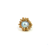 14K Yellow Gold Grey Pearl Cluster Ring