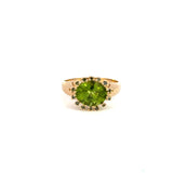14K Yellow Gold Peridot Halo Ring