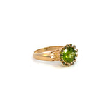 14K Yellow Gold Peridot Halo Ring