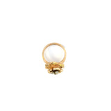 Vintage 14K Yellow Gold Diamond Floral Pinky Ring