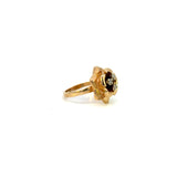 Vintage 14K Yellow Gold Diamond Floral Pinky Ring
