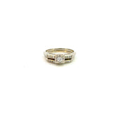 Vintage 14K White Gold Diamond Wedding Set