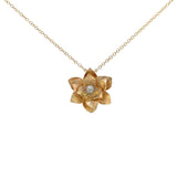 14K Yellow Gold Diamond Flower Necklace