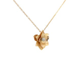 14K Yellow Gold Diamond Flower Necklace