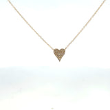 14K Yellow Gold Diamond Pave Heart Necklace