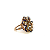 Vintage 14K Gold & Enamel Opal Floral Ring