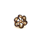Vintage 14K Gold & Enamel Opal Floral Ring