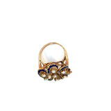 Vintage 14K Gold & Enamel Opal Floral Ring