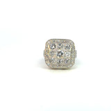 14K White Gold Cushion Halo Diamond Ring