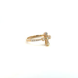 14K Yellow Gold Diamond Cross Ring