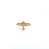 14K Yellow Gold Diamond Cross Ring