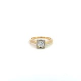 Vintage 14K Two Tone Yellow and White Gold Diamond Solitaire Ring