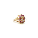 Vintage 14K Yellow Gold Pink Stone & Diamond Ring