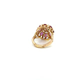 Vintage 14K Yellow Gold Pink Stone & Diamond Ring