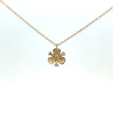 14K Yellow Gold Diamond Flower Necklace