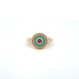 14K Yellow Gold Turquoise & Sapphire Mosaic Ring