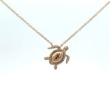 14K Yellow Gold Diamond Turtle Necklace