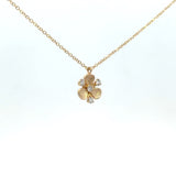 14K Yellow Gold Diamond Flower Necklace