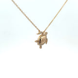 14K Yellow Gold Diamond Turtle Necklace