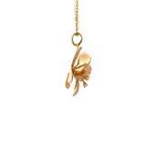 18K Yellow Gold Diamond Orchid Pendant