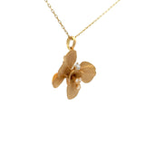 18K Yellow Gold Diamond Orchid Pendant