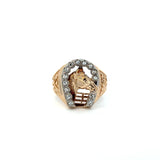 Vintage 10K Yellow and White Gold Horse & Horseshoe Ring