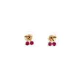 14K Yellow Gold Cherry Stud Earrings (Ruby)