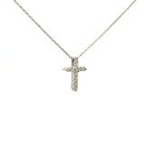 14K White Gold Diamond Cross Pendant
