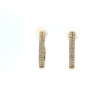14K Yellow Gold Diamond Hoop Earrings – Double Row Pavé