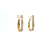 14K Yellow Gold Diamond Hoop Earrings – Double Row Pavé