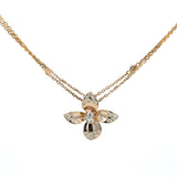 14K Yellow Gold Diamond Flower Pendant Necklace