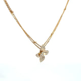 14K Yellow Gold Diamond Flower Pendant Necklace